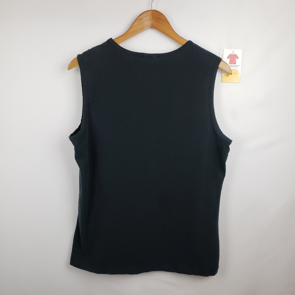 Womens Sleeveless Muscle T-Shirt Stretch Black - Picture 4 of 5